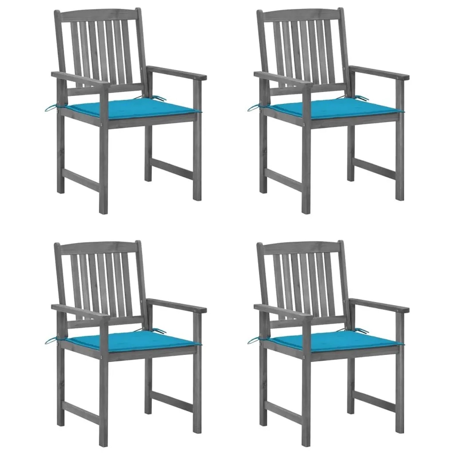 vidaXL Gartenstühle mit Kissen 4 Stk Grau Massivholz Akazie 3061230 günstig online kaufen