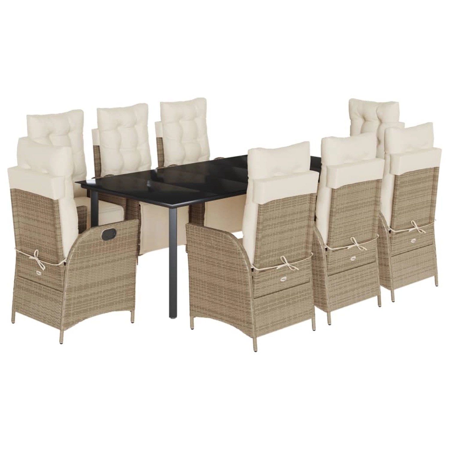vidaXL 9-Tlg Garten-Essgruppe mit Kissen Beige Poly Rattan 3213447 günstig online kaufen