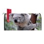Schwarzer US Briefkasten mit Koala Motiv. Amerikanischer Postkasten mit roter Fahne.