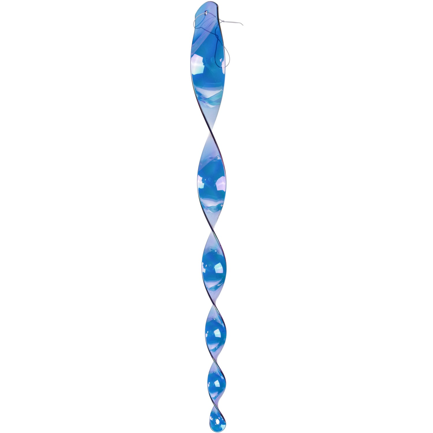 Blaue Windspirale mit Glitzer, 40 cm, aus Kunststoff für den Garten.