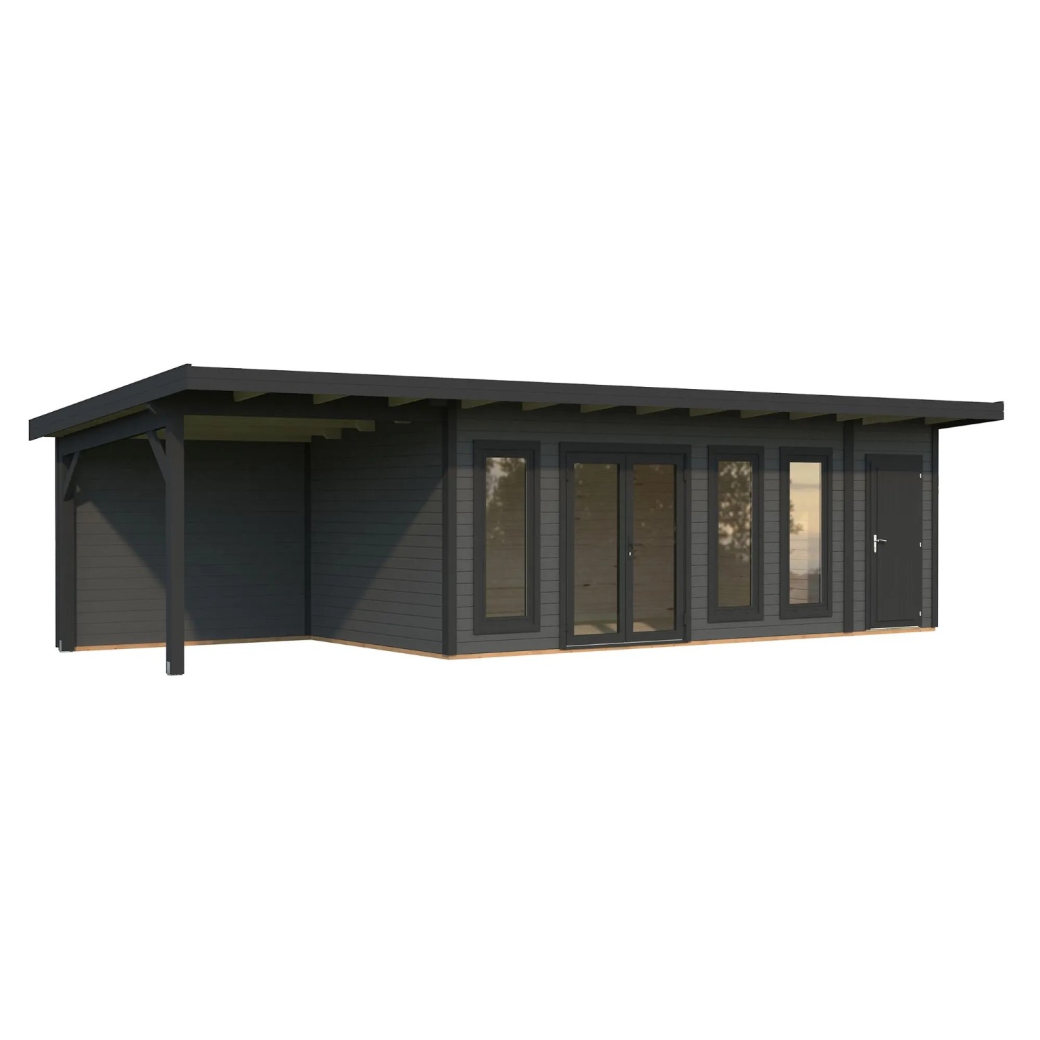 Palmako Holz-Gartenhaus Aurelia Pultdach Lackiert 973 cm x 300 cm 27,1 m²