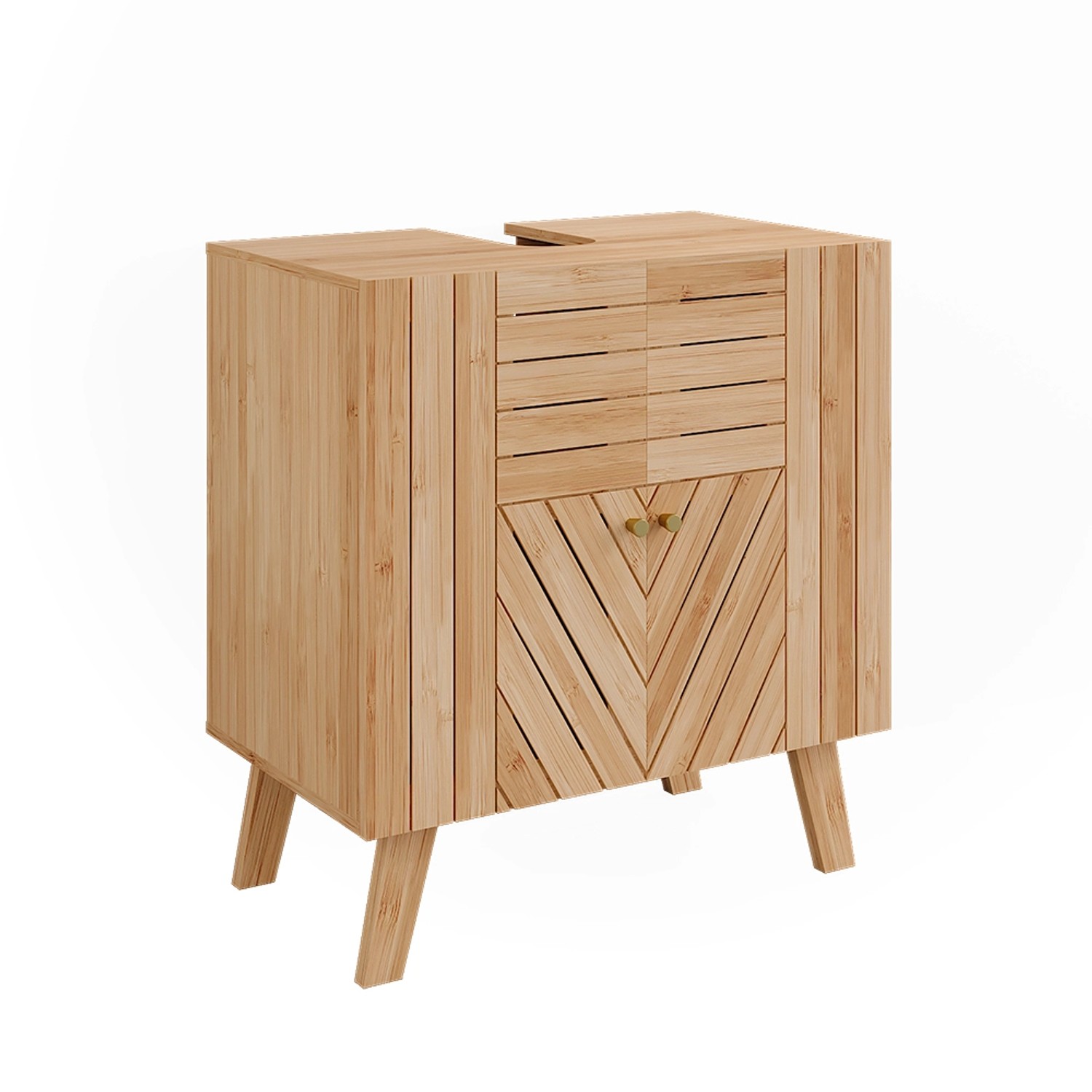 Vicco Waschbeckenunterschrank Lucie Bambus 60 x 65 cm mit 2 Türen günstig online kaufen