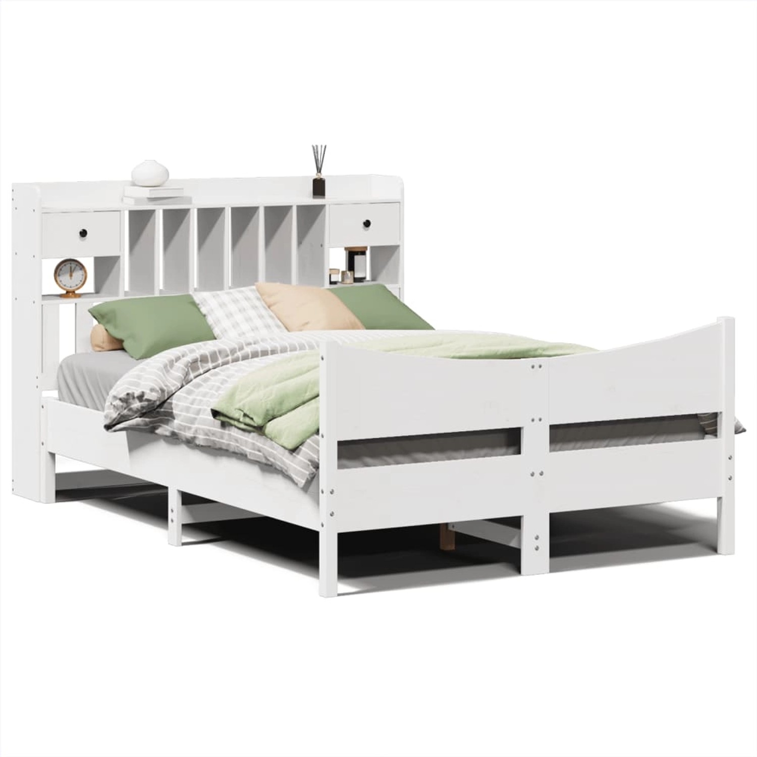 vidaXL Massivholzbett ohne Matratze Weiß 150x200 cm Kiefernholz 3323375 günstig online kaufen