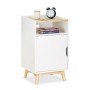 Relaxdays Nachttisch MDF Kiefernholz Weiß Mit Tür 74 cm x 43 cm x 40 cm 14 kg