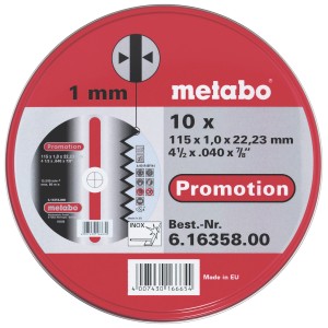 Metabo Trennscheiben Satz, 10-teilig, für Winkelschleifer. Universalscheiben für Edelstahl.