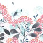 Komar Vliestapete Summer Breath mit Aquarell-Blüten in Rosa und Grau auf weißem Grund.