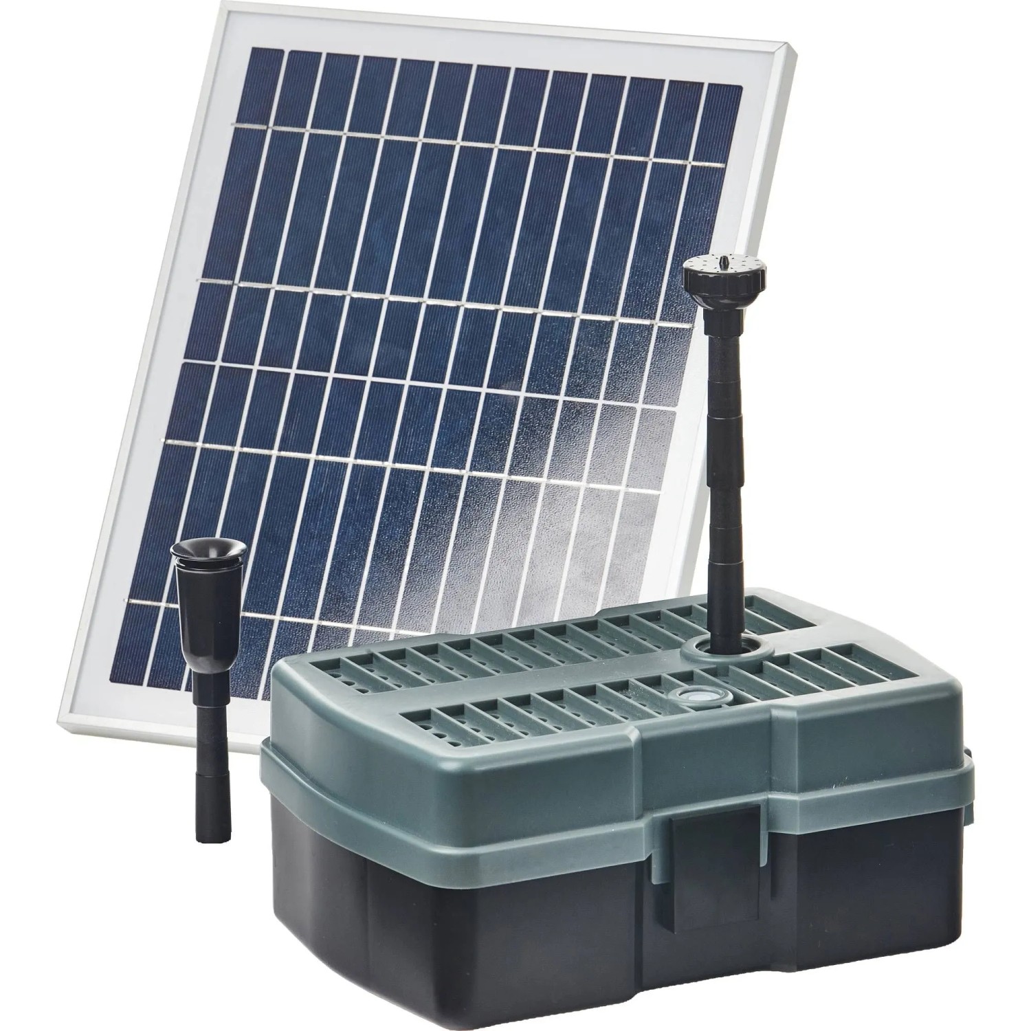 Heissner Solar Teichfilter Set mit Pumpe, UVC-Klärer und Solarmodul für Teiche bis 1000L.