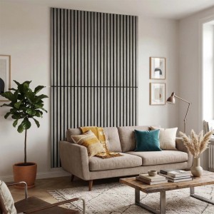 Relaxdays Akustikpaneele 2er Pack MDF Eiche Hellgrau Schallschluckend 120 cm x 60 cm x 2 cm 5,3 kg