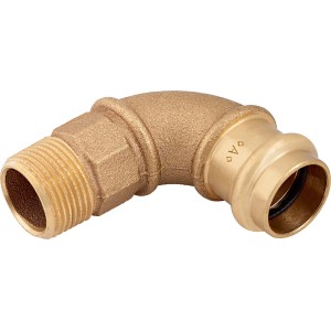 Rotguss Pressfitting Winkel 90 Grad, Ø 22 mm x 26,4 mm (R 3/4) für Kupferrohr Installation.