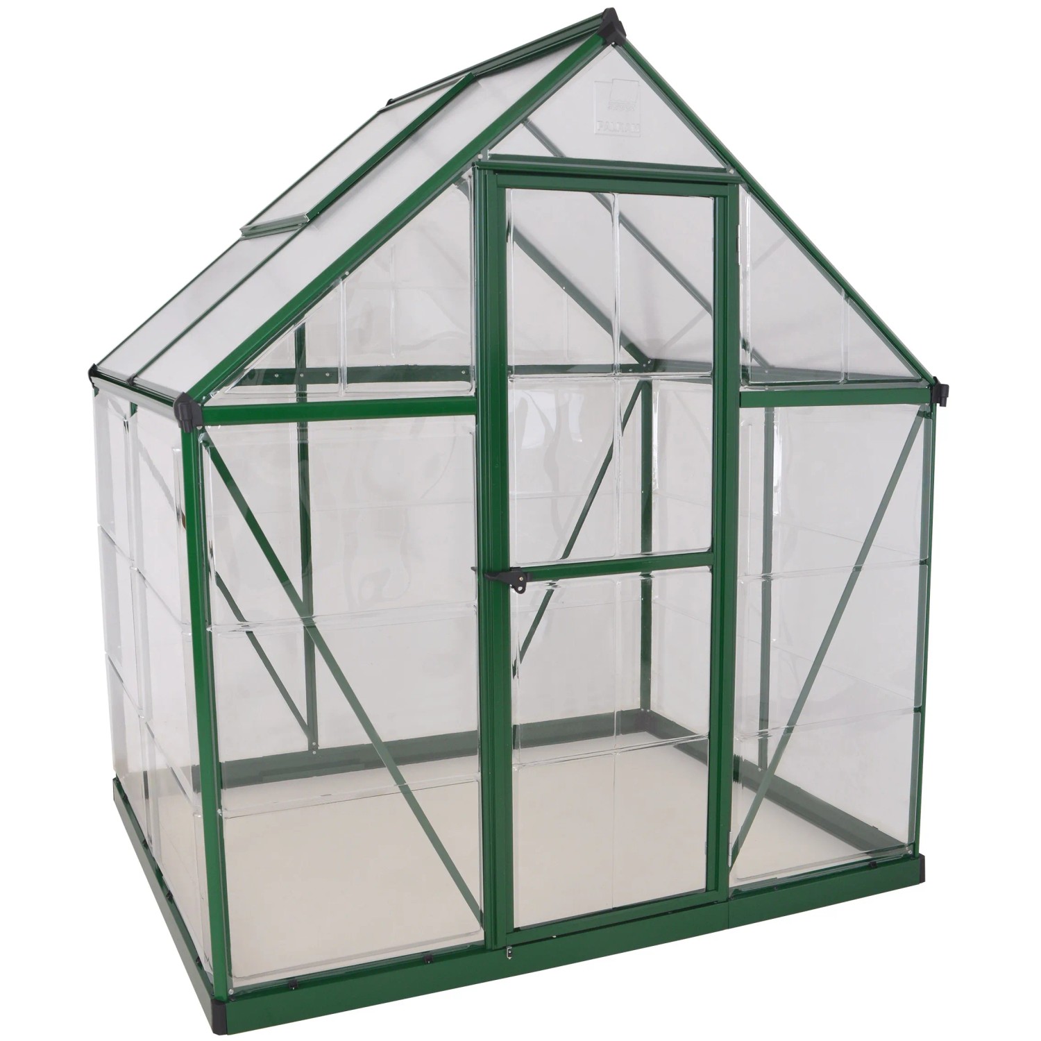 Palram Canopia Hybrid Gewächshaus, 1.3x1.9 m, grüne Rahmen, klare Wände. Ideal für Garten.