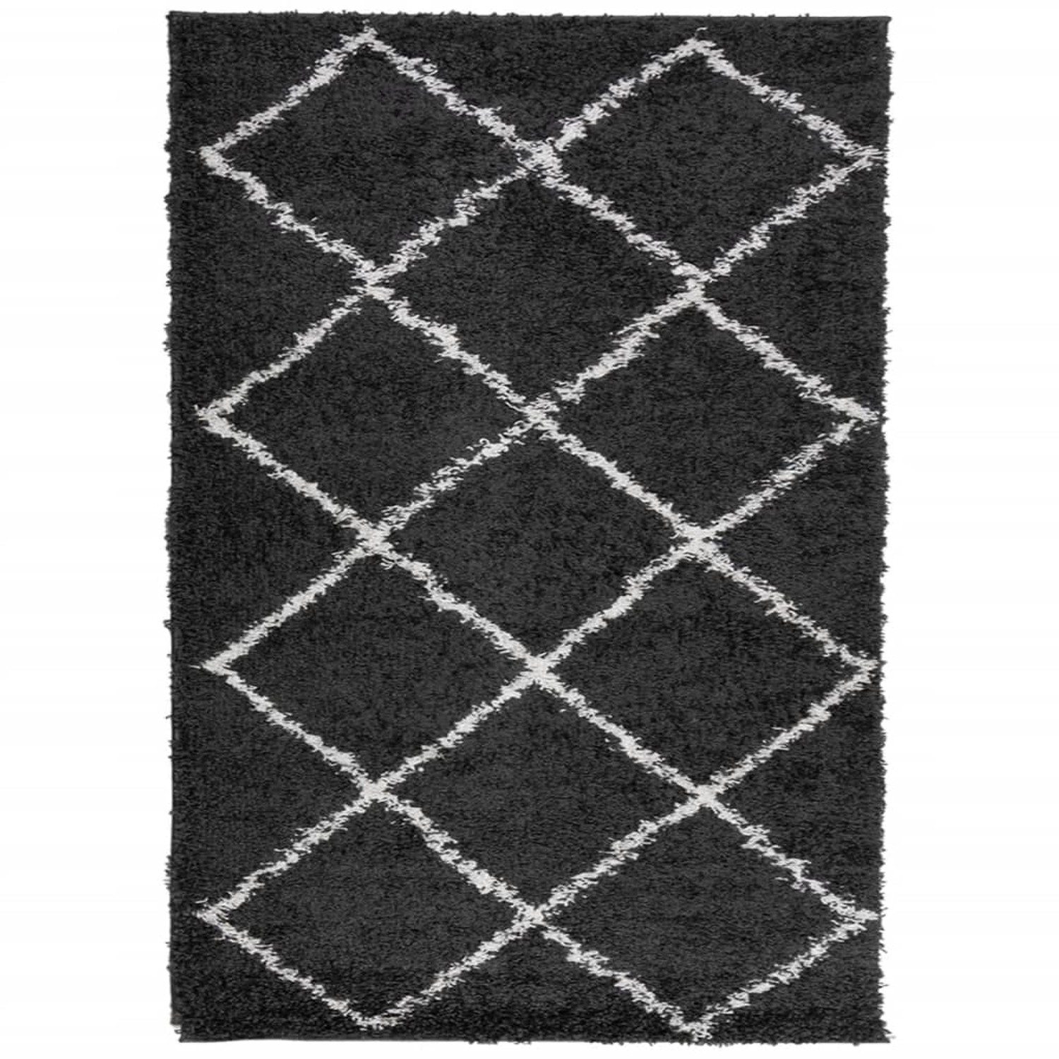 vidaXL Teppich Shaggy Hochflor Modern Schwarz Und Creme 140x200 Cm 1955432 günstig online kaufen