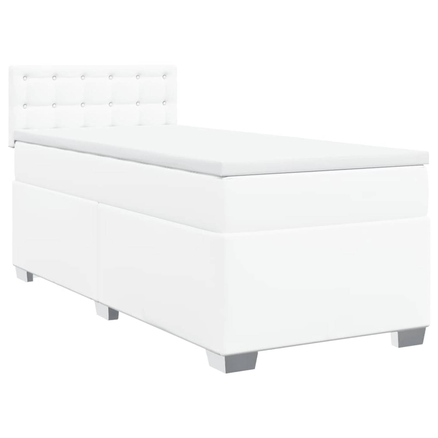 vidaXL Boxspringbett mit Matratze Weiß 100x200 cm Kunstleder 3286109 günstig online kaufen