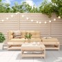 vidaXL 4-Tlg. Garten Lounge Set aus Massivholz mit beigen Kissen. Gartenmöbel für Terrasse und Garten.