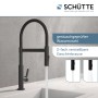 Schwarze Schütte Spültischarmatur Miami mit Soft-Touch Schlauch und Geschirrbrause.