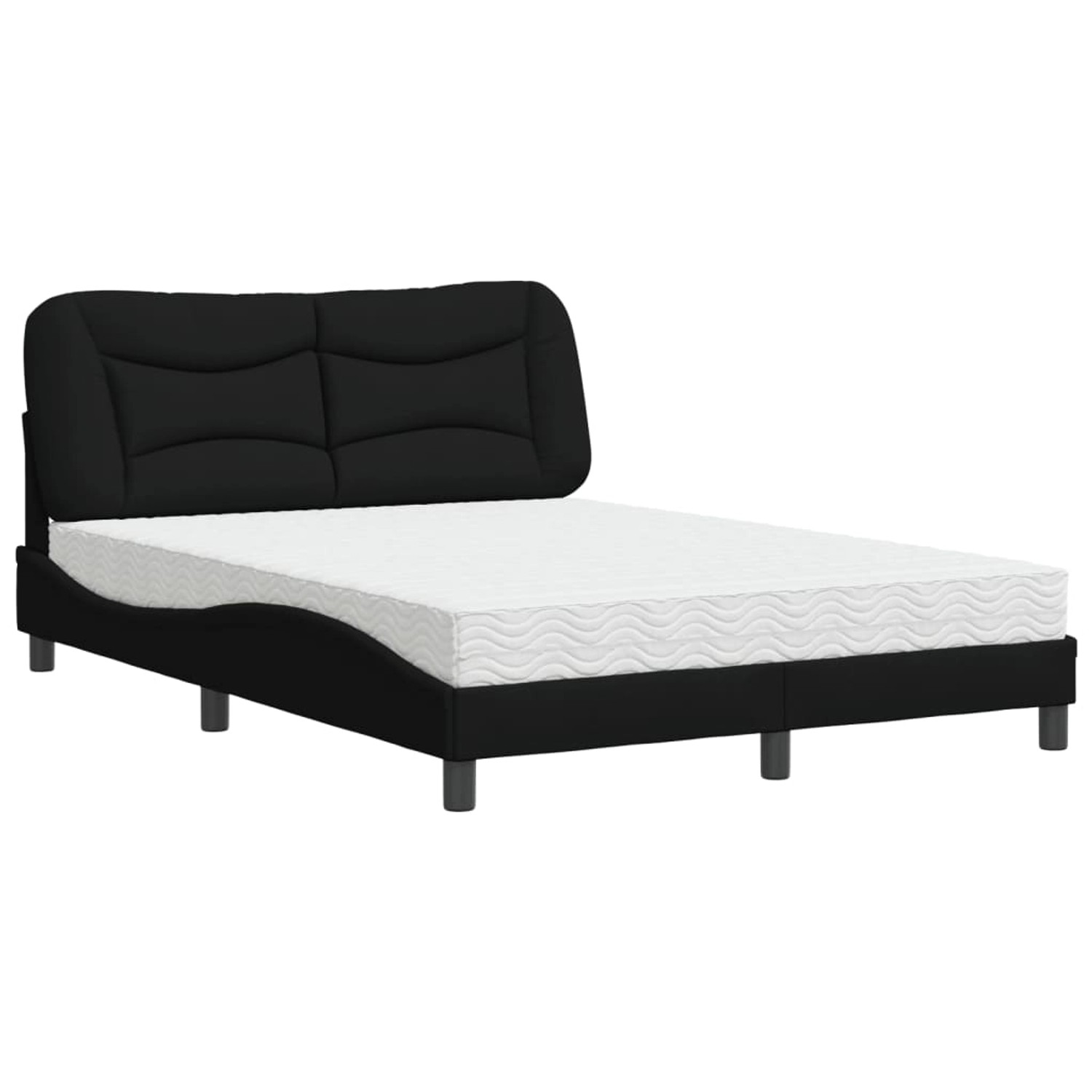 vidaXL Bett mit Matratze Schwarz 120x200 cm Stoff Modell 12007271