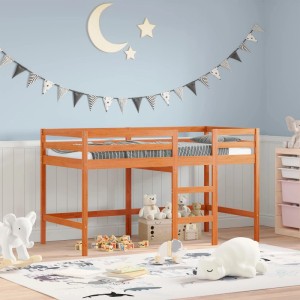 vidaXL Loft Bett Wachsbraun 90 x 190 cm Massives Kiefernholz 867838