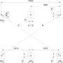 Fundamentplan für Flachdach-Einzelcarport aus Holz, Maße und Abstände der Pfostenfundamente.