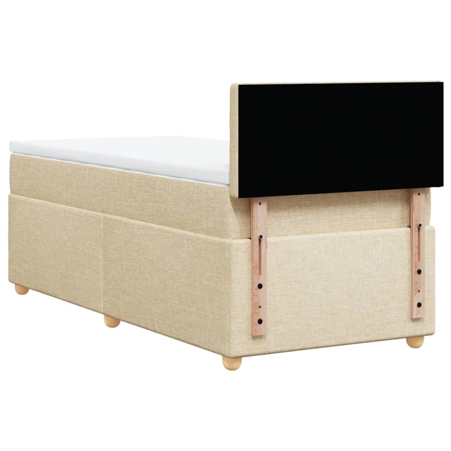 Cremefarbenes vidaXL Boxspringbett 90x190 cm mit Matratze und Kopfteil.