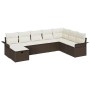 Braunes 8-tlg. vidaXL Garten-Sofa-Set aus Poly Rattan mit Kissen und Stauraum.
