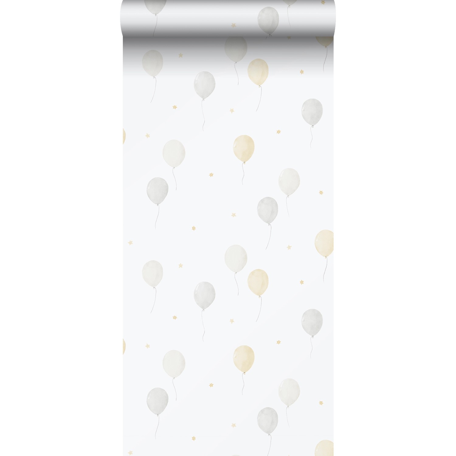Sanders & Sanders Tapete Luftballon Beige Grau und Weiß 53 cm x 10.05 m günstig online kaufen