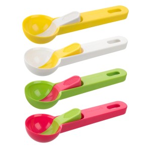Fackelmann Eisportionierer, verschiedene Farben: Gelb-Weiß, Koralle-Grün, Küchenhelfer.