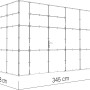 Bertilo Gartenhaus HPL 2 Anthrazit-Grau, 228x345 cm, Holz-Gartenhaus mit Tür und Maßangaben.