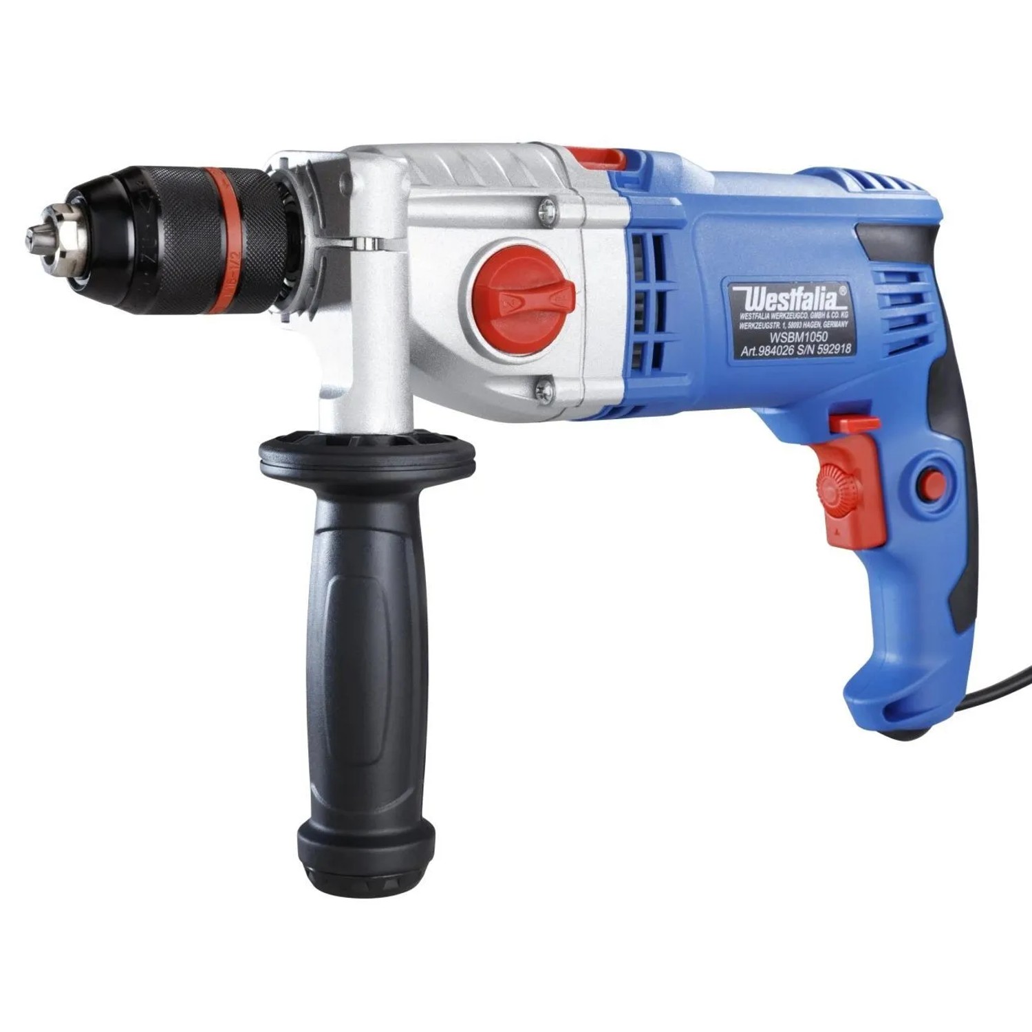 Westfalia 2-Gang Schlagbohrmaschine WSBM1050 Blau Kunststoff