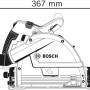 Technische Zeichnung Bosch Professional GKT 55 GCE Tauchsäge mit Maßangaben.