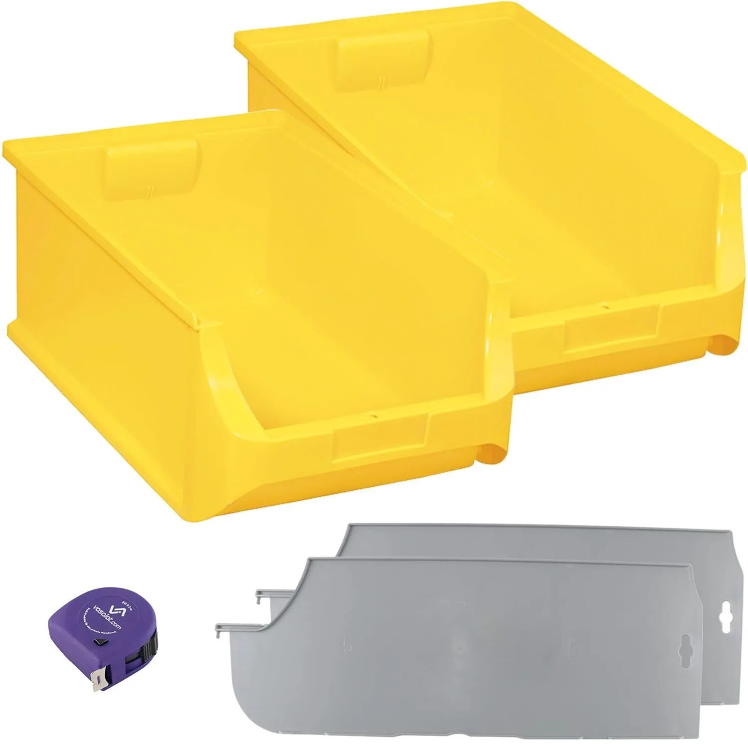 vasalat Set Stapelboxen Größe 5 500x310x200 mm Gelb mit Trennsteg 2 Stück