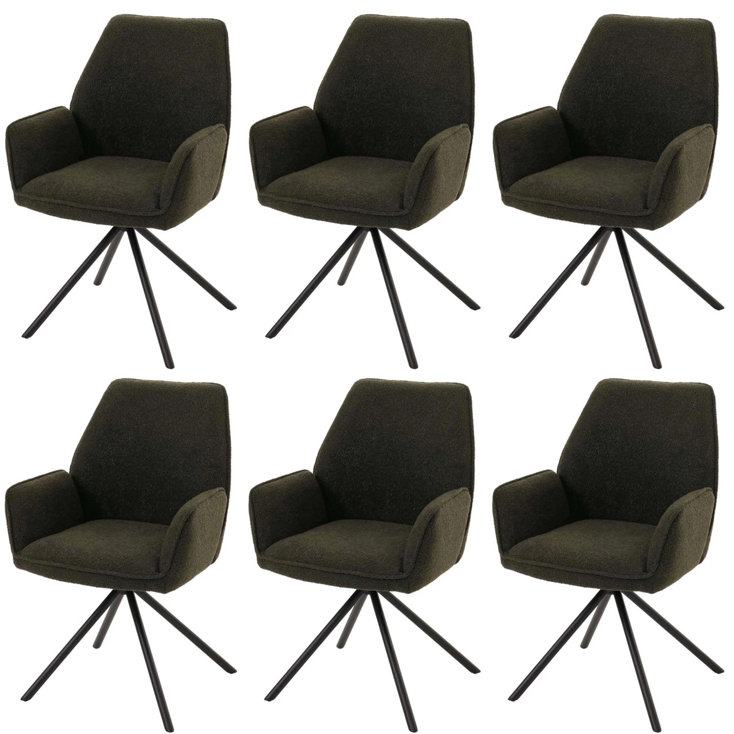 MCW Esszimmerstuhl G67 Boucle 6er-Set Olivgrün