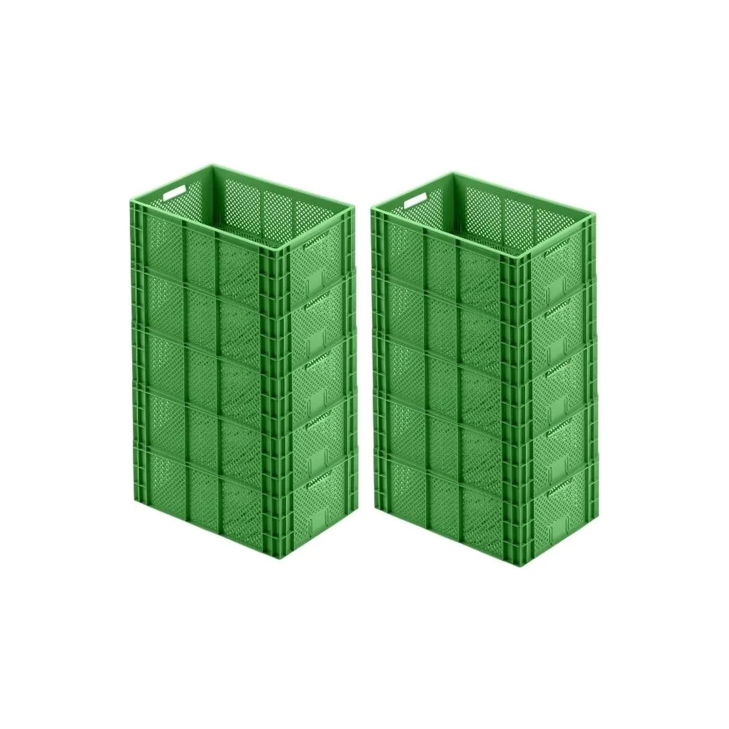 Sparset: 10 grüne Eurobehälter, ideal als Obst- und Gemüsekisten, stapelbare Transportboxen.