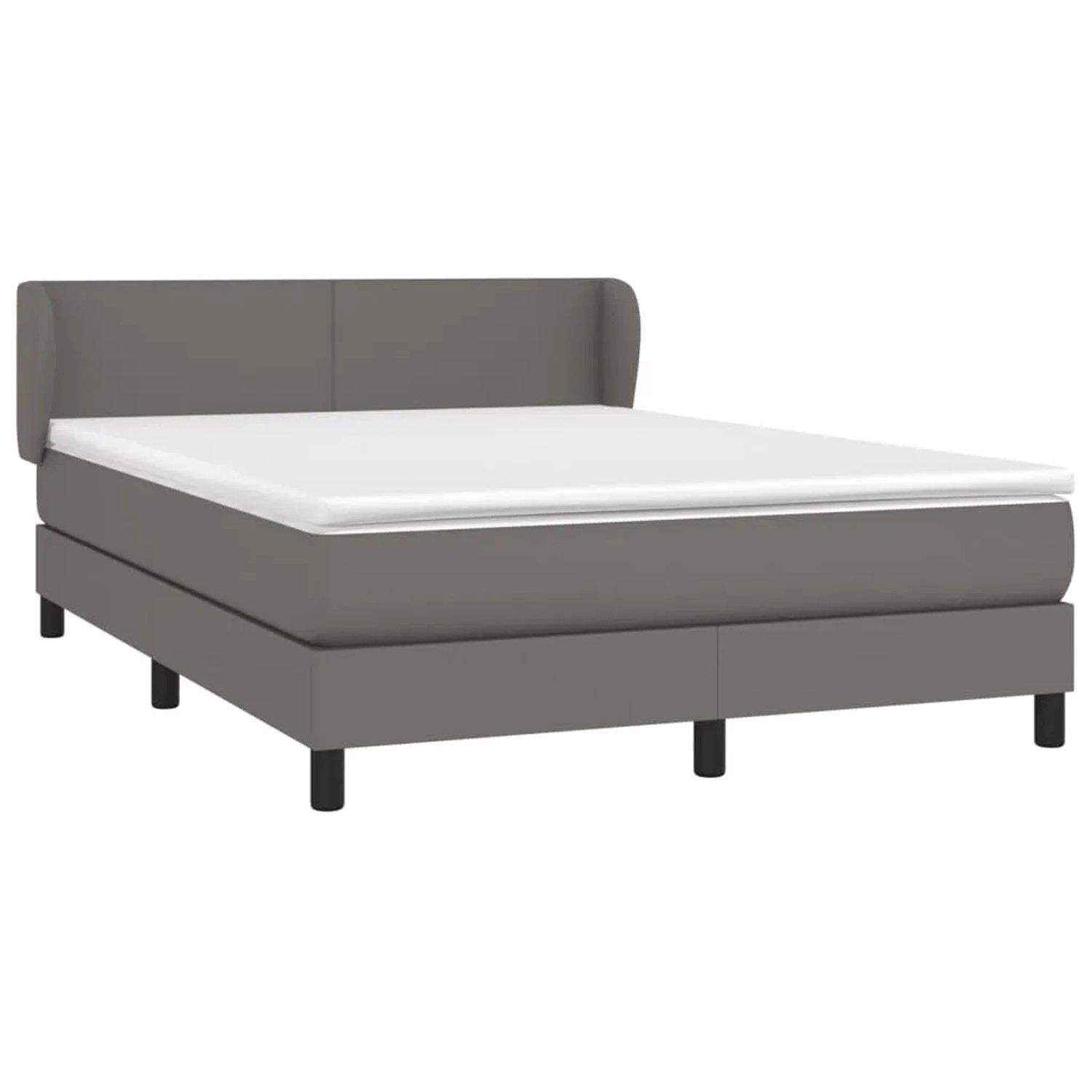 vidaXL Boxspringbett mit Matratze Grau 140x190 cm Kunstleder 3127191 günstig online kaufen
