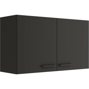OPTIFIT Madrid420 Küchen-Hängeschrank, 100 cm, Anthrazit Matt mit schwarzen Griffen.