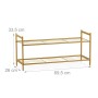 Relaxdays Schuhregal Metall Gold 2 Ebenen 33,5 cm x 69,5 cm x 26 cm 1,2 kg_4