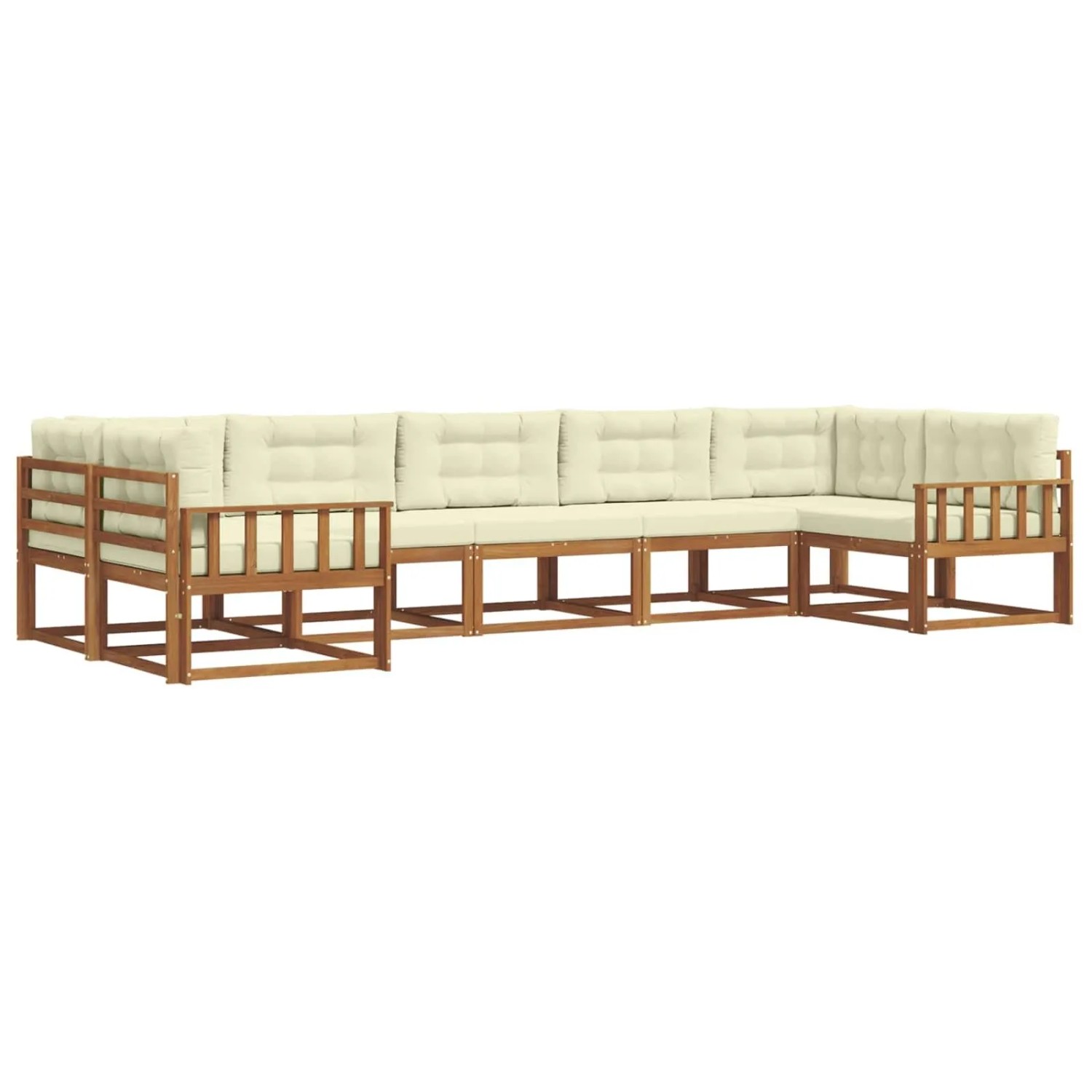 vidaXL Outdoor-Sofagarnitur mit Kissen 7-Tlg Natur und Creme 3368098