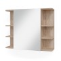 Vicco Badspiegelschrank Fynn in Sonoma Eiche Optik mit offenen Regalen links und rechts.