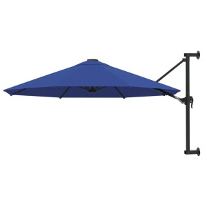 vidaXL Sonnenschirm zur Wandmontage mit Metall-Mast 300 cm Blau 47301