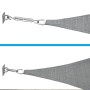 Schwerlast Befestigung aus Edelstahl für dreieckige Sonnensegel. Zeigt Spannschraube, Karabiner und Wandhalterung. Wetterfest & rostfrei.