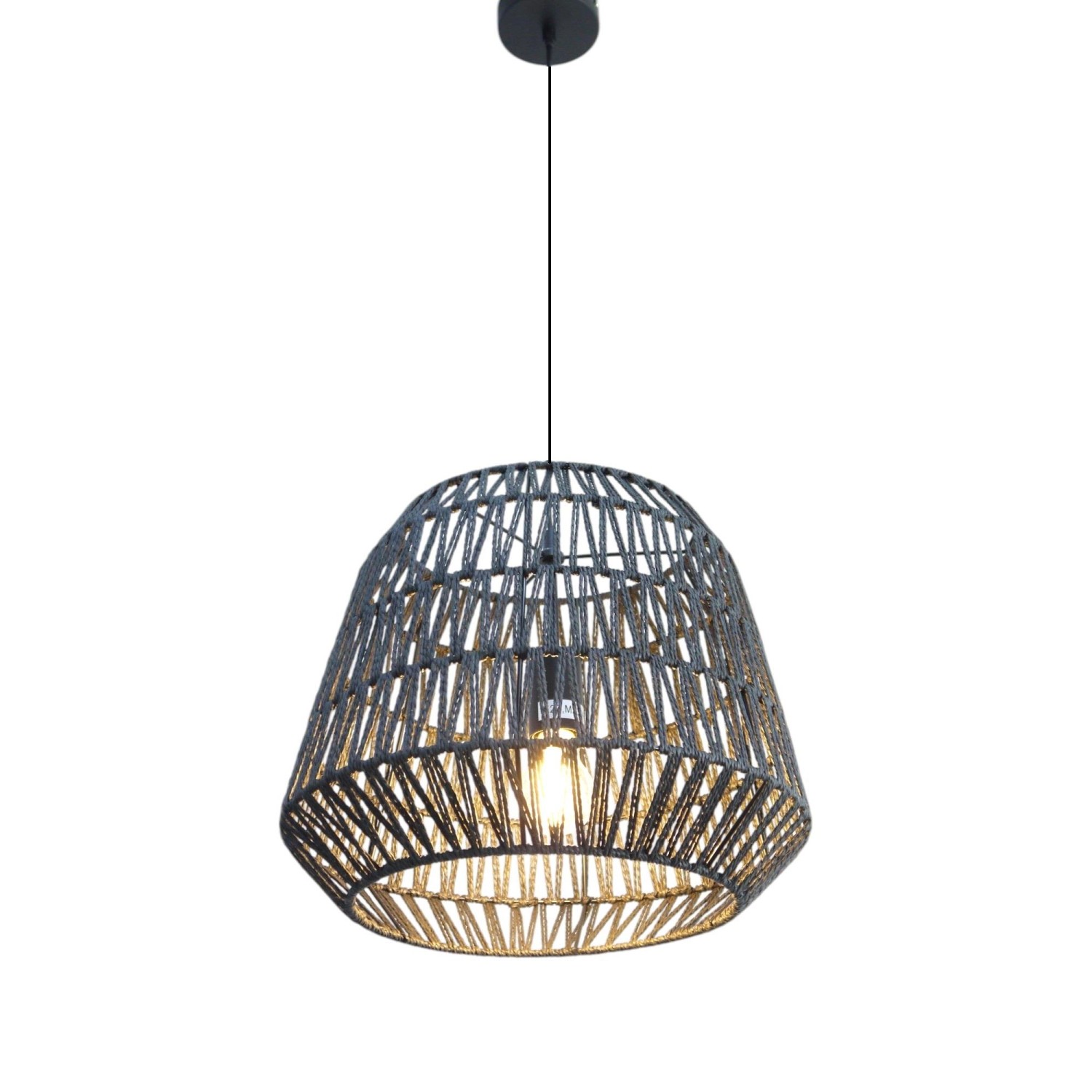 Dapo Decken Pendelleuchte Anda 40cm Papier Schwarz E27 IP20 günstig online kaufen