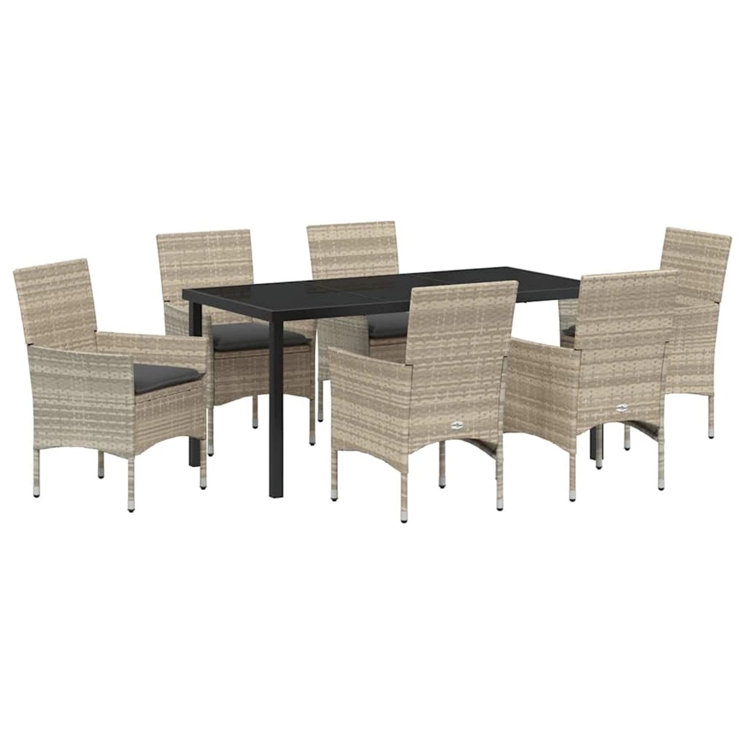 vidaXL Garten Essgruppe mit Kissen 7-Tlg Hellgrau Poly Rattan 3379811 günstig online kaufen