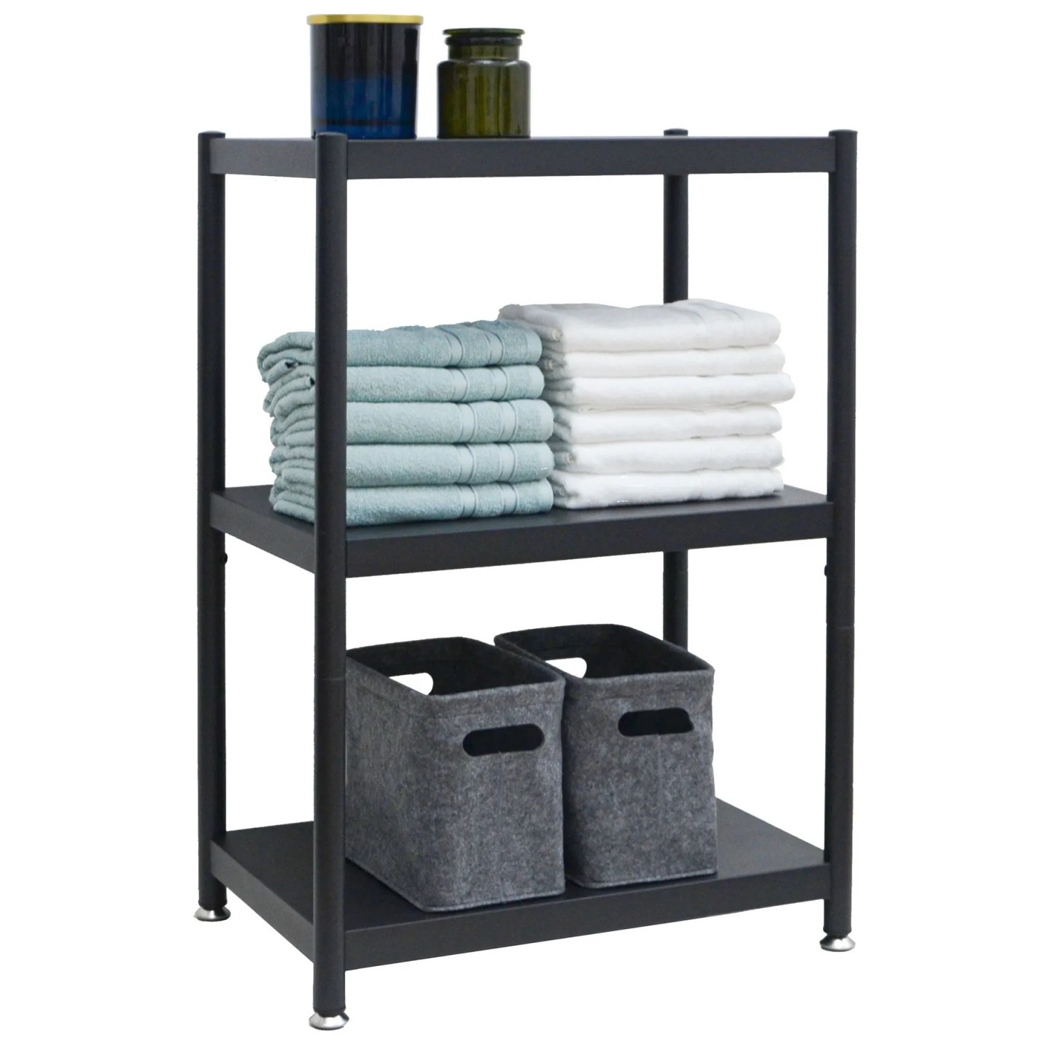 shelfr Industrial Design Metallregal auf 3 Ebenen 61 x 41 x 90 cm Schwarz