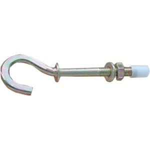 Metallhaken mit Gewinde, Unterlegscheibe und Mutter für Befestigung.