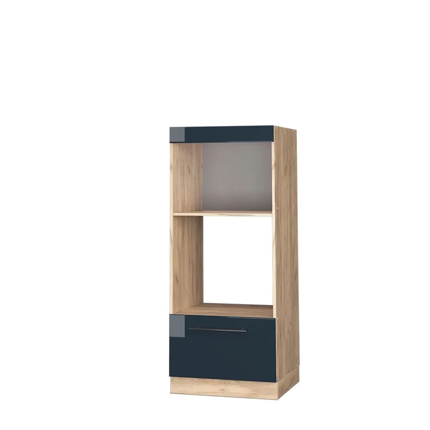 Vicco Mikrowellenschrank Fame-Line DunkelBlau Hochglanz 60 x 154 Offen Opt2