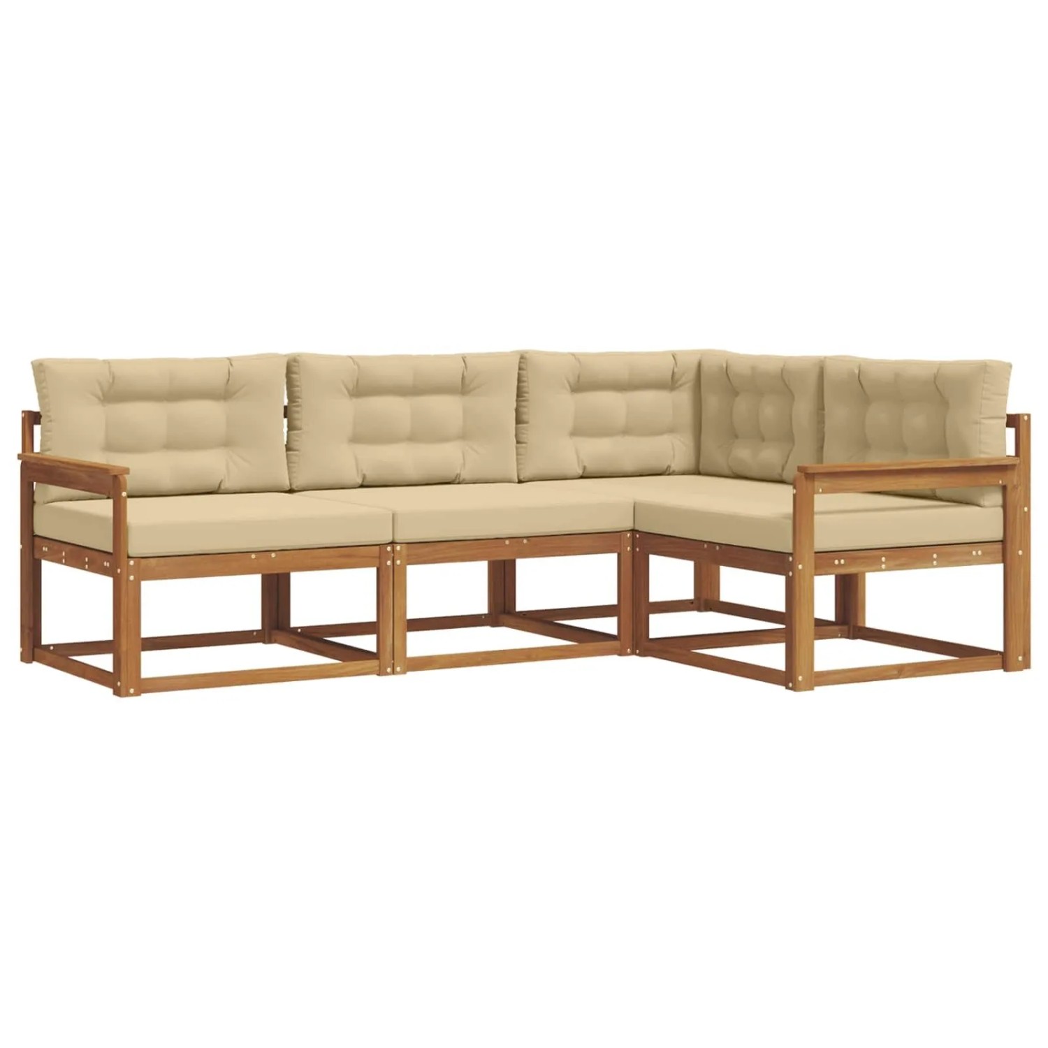 vidaXL Outdoor-Sofagarnitur mit Kissen 4-Tlg Natur und Beige 3367501