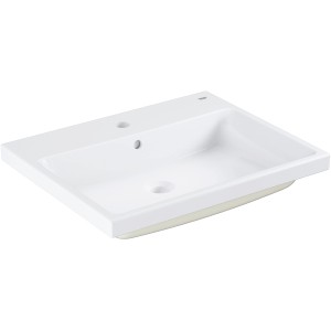 Grohe Einbauwaschtisch Cube, 60 cm, Alpinweiß, mit Hahnloch und Überlauf.