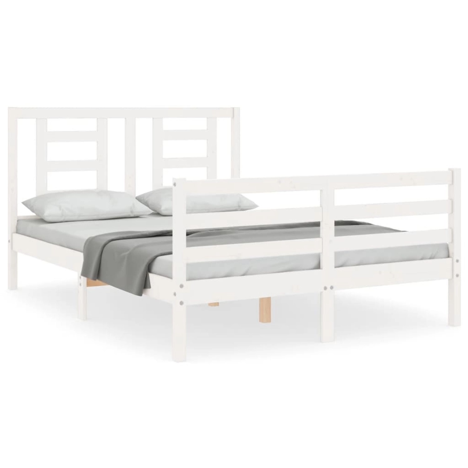 vidaXL Massivholzbett mit Kopfteil Weiß 140x190 cm 3194682 günstig online kaufen