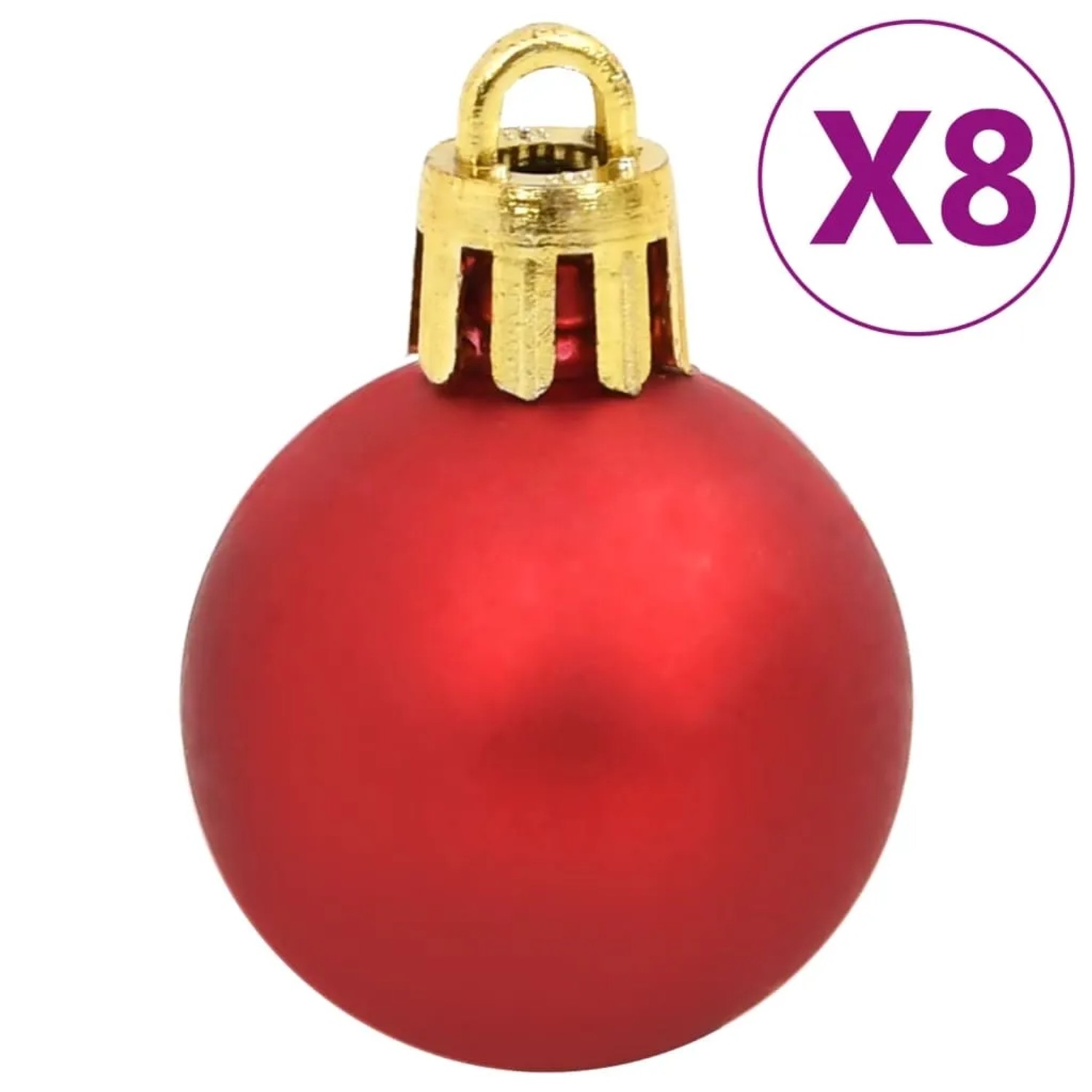 Rote Weihnachtskugel aus dem 112-tlg. Set, mit goldener Aufhängung. Weihnachtsbaumkugel.
