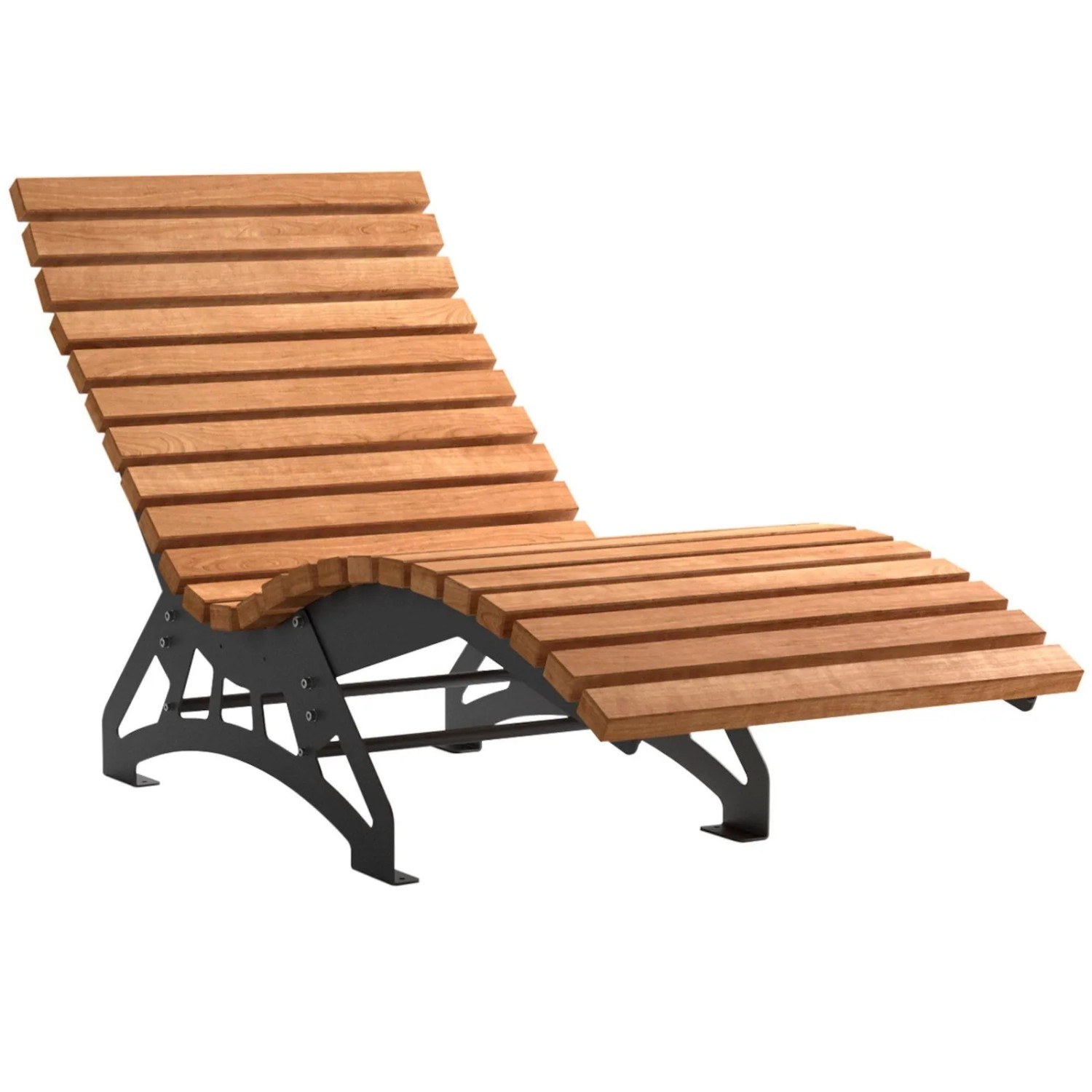 SOTECH Gartenliege LOUNGER Komplett Set 800 mm Breit Edelstahl SS201 Schwarz Materialstärke 6 mm mit Massiven Holzlatten 39 x 70 mm Thermokiefer
