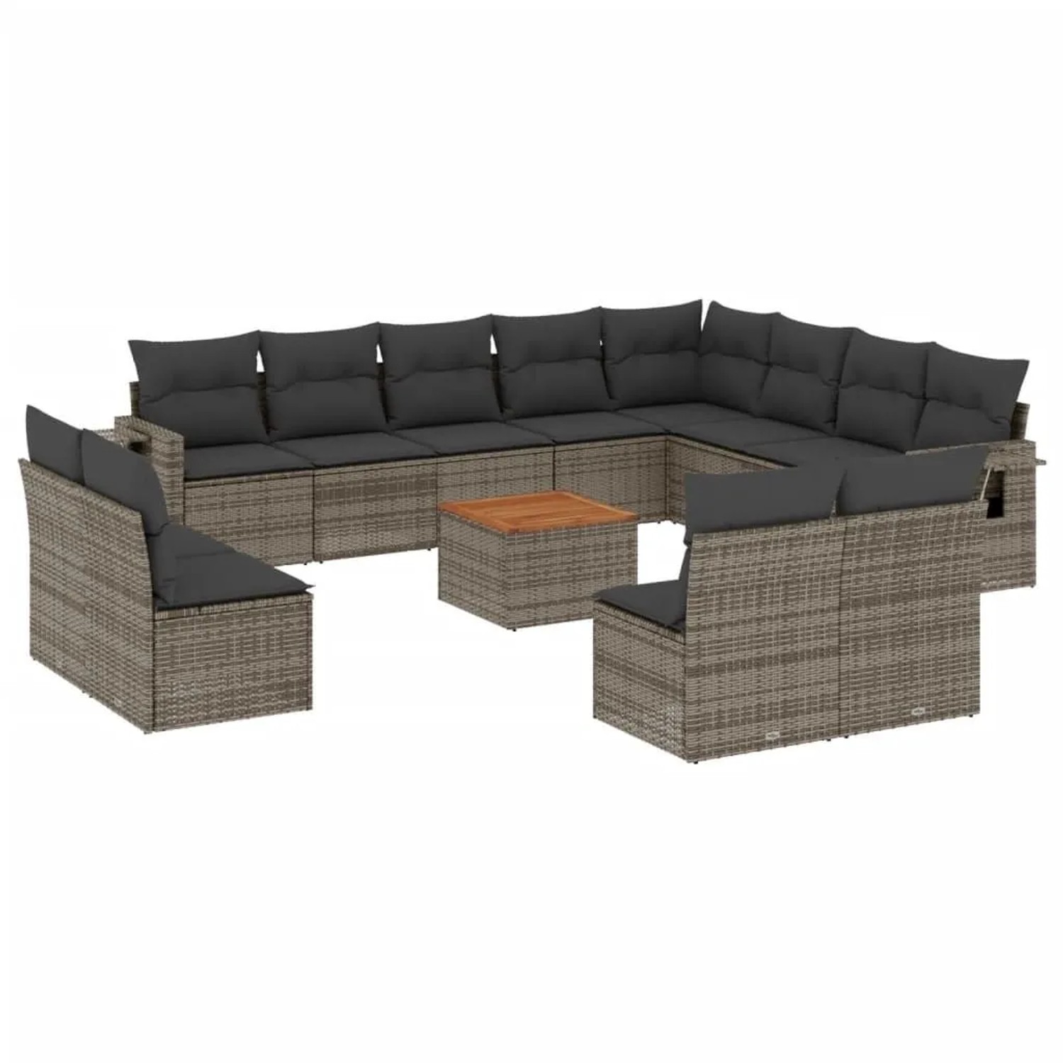 vidaXL 13-Tlg Garten-Sofagarnitur mit Kissen Grau Poly Rattan 3224814 günstig online kaufen