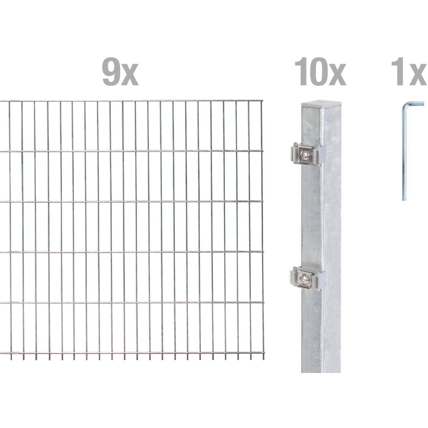 Metallzaun Grund-Set Doppelstabmatte feuerverzinkt 9 x 2 m x 1,4 m günstig online kaufen